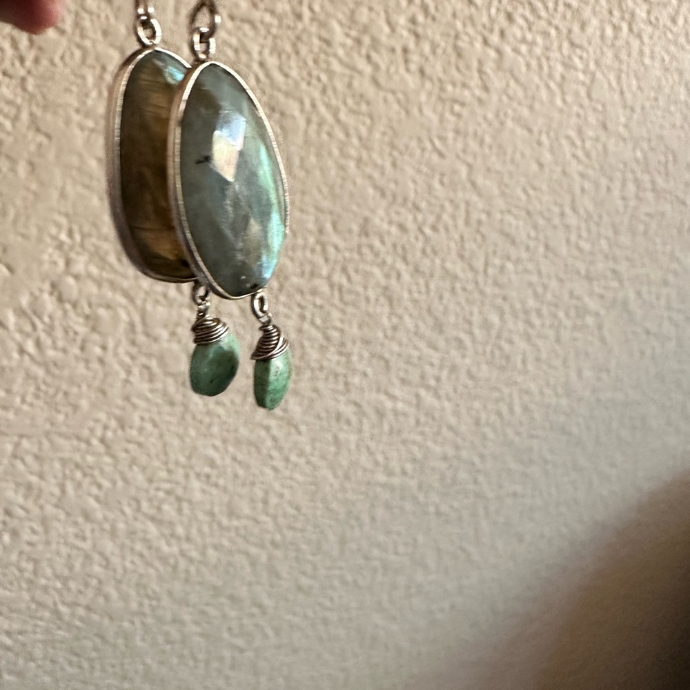 Earrings Labradorite and turquoise green NM artisan